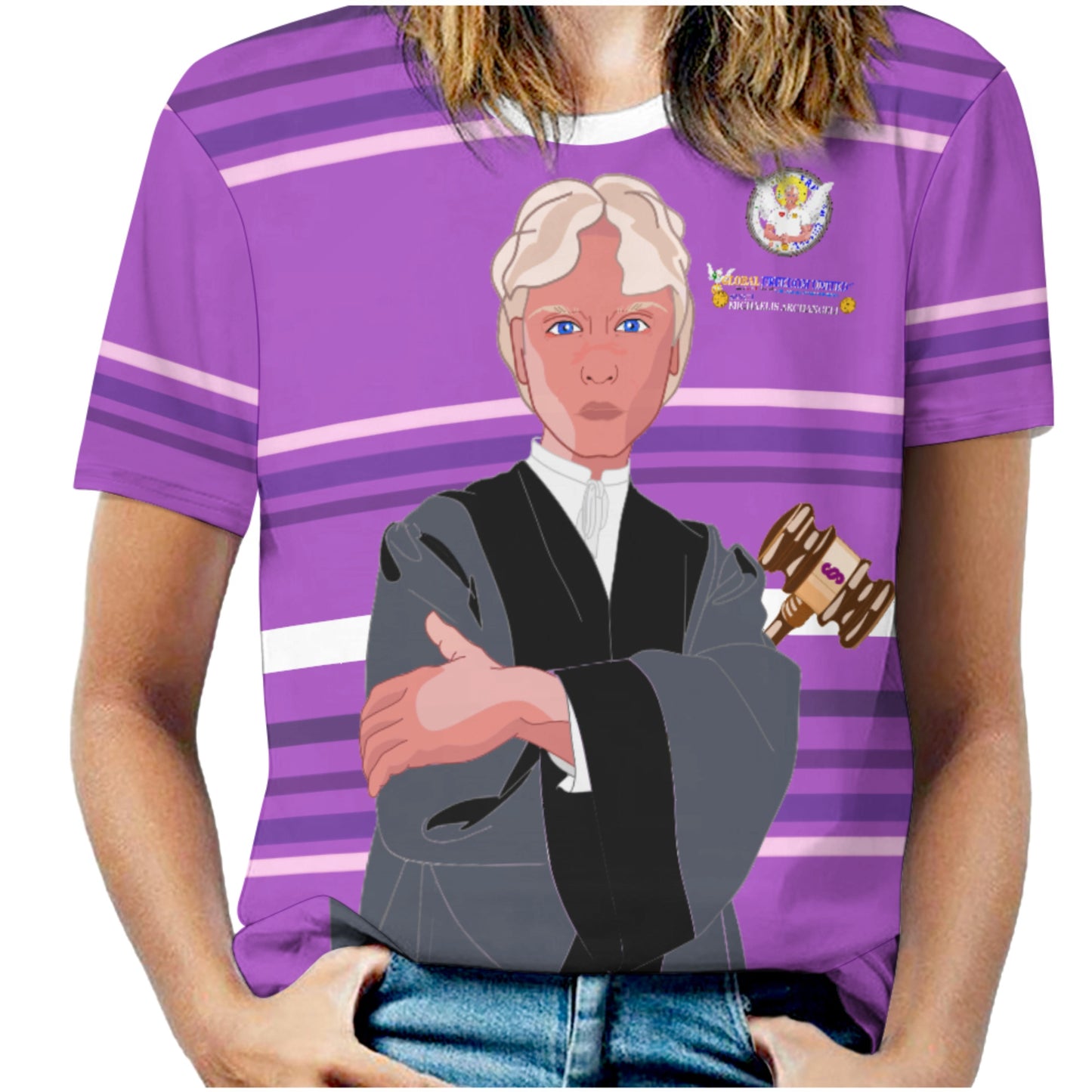 Women´s T-shirt  Global Freedom United© Archangel Michael In Latin V5 Lilac