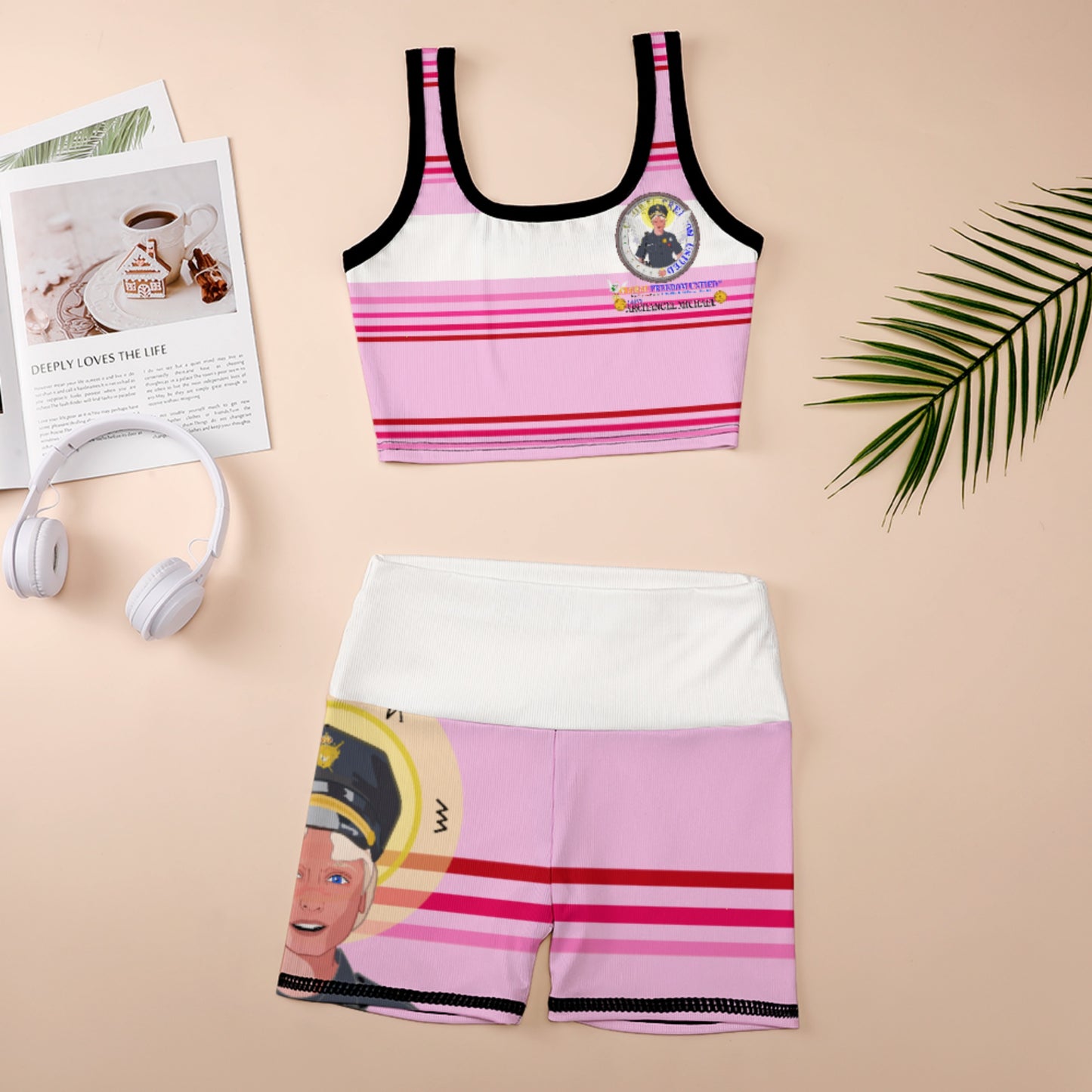 Thread Yoga Vest GLOBAL FREEDOM UNITED© Archangel Michael As Policemen Pink1