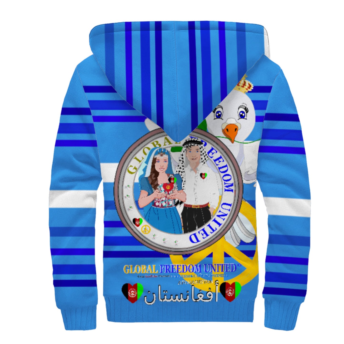 Plush Hoodie GLOBAL FREEDOM UNITED© Couple Afghanistan Deep Blue