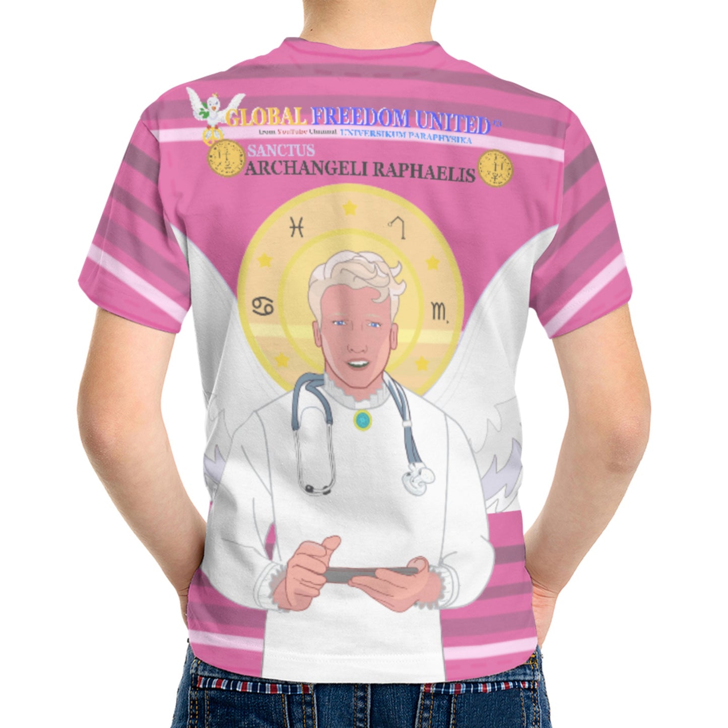 Kid´s T-shirt Global Freedom United© Archangel Rafael Old Latin Pink2