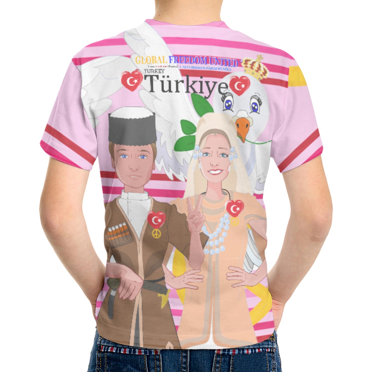 Kid´s T-shirt GLOBAL FREEDOM UNITED© Couple Turkey Pink1