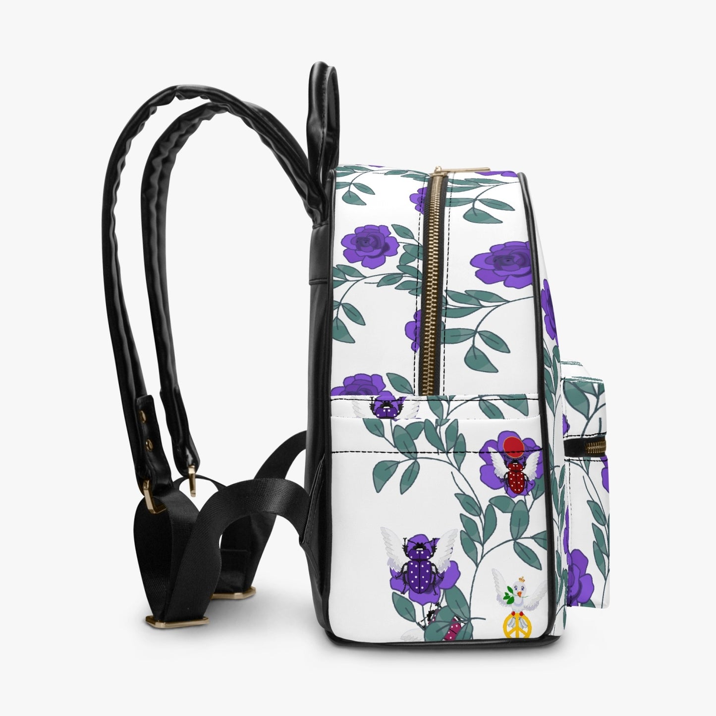 GLOBAL FREEDOM UNITED© Women Afghanistan & Germany Lilac Roses - All Over Printed PU Backpack