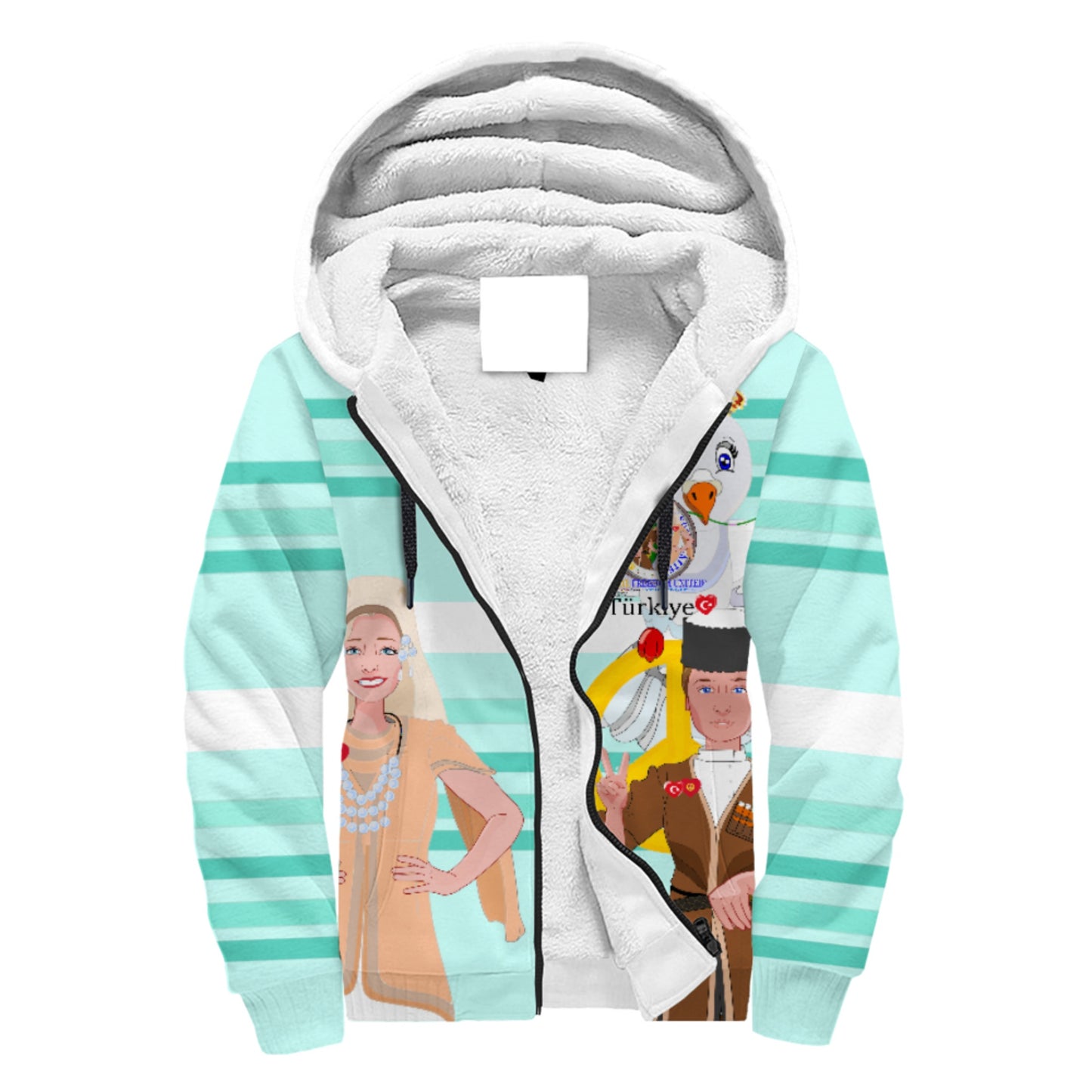 Plush Hoodie GLOBAL FREEDOM UNITED© Couple Turkey Light Green