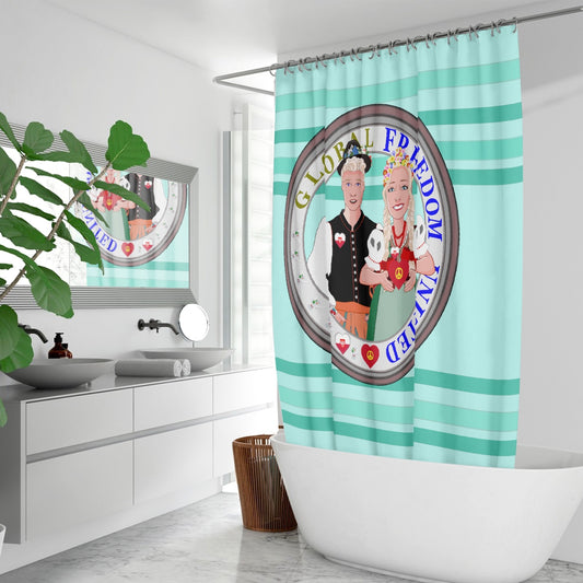 GLOBAL FREEDOM UNITED© Couple Poland Light Green - Quick-drying Shower Curtain