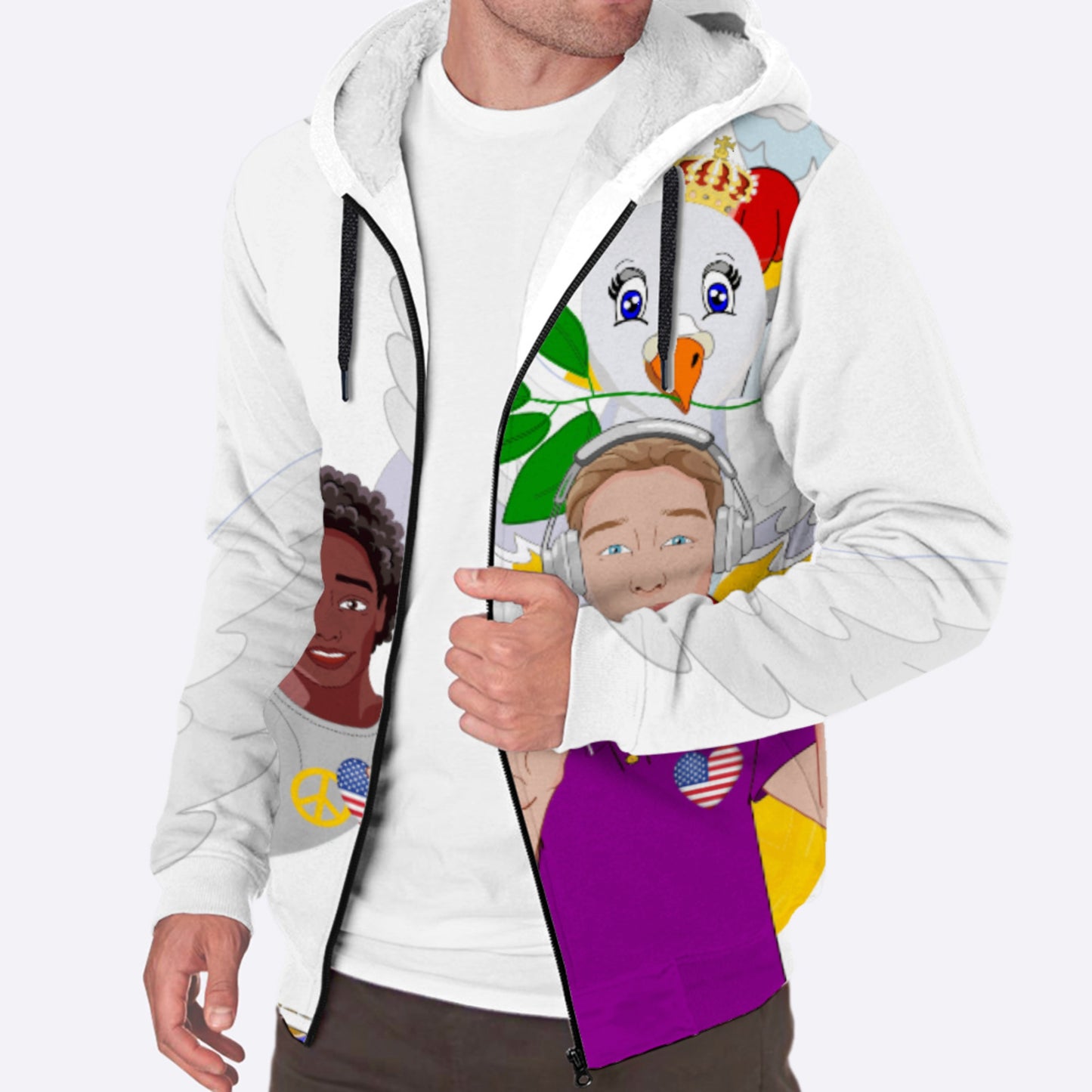Plush Hoodie GLOBAL FREEDOM UNITED© Men Anti Racism & Fascism USA Big