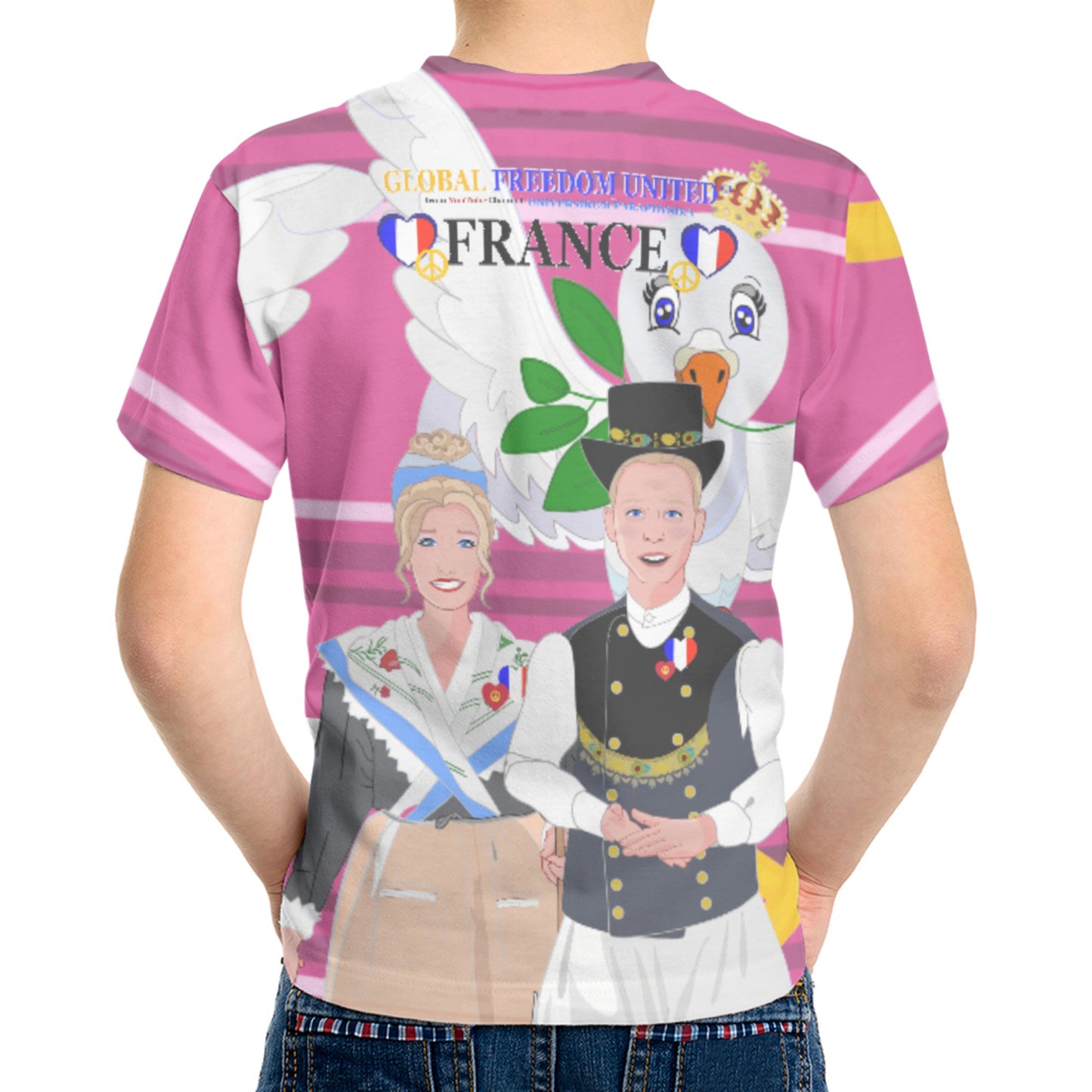 Kit´s T-shirt GLOBAL FREEDOM UNITED© Couple French Pink2