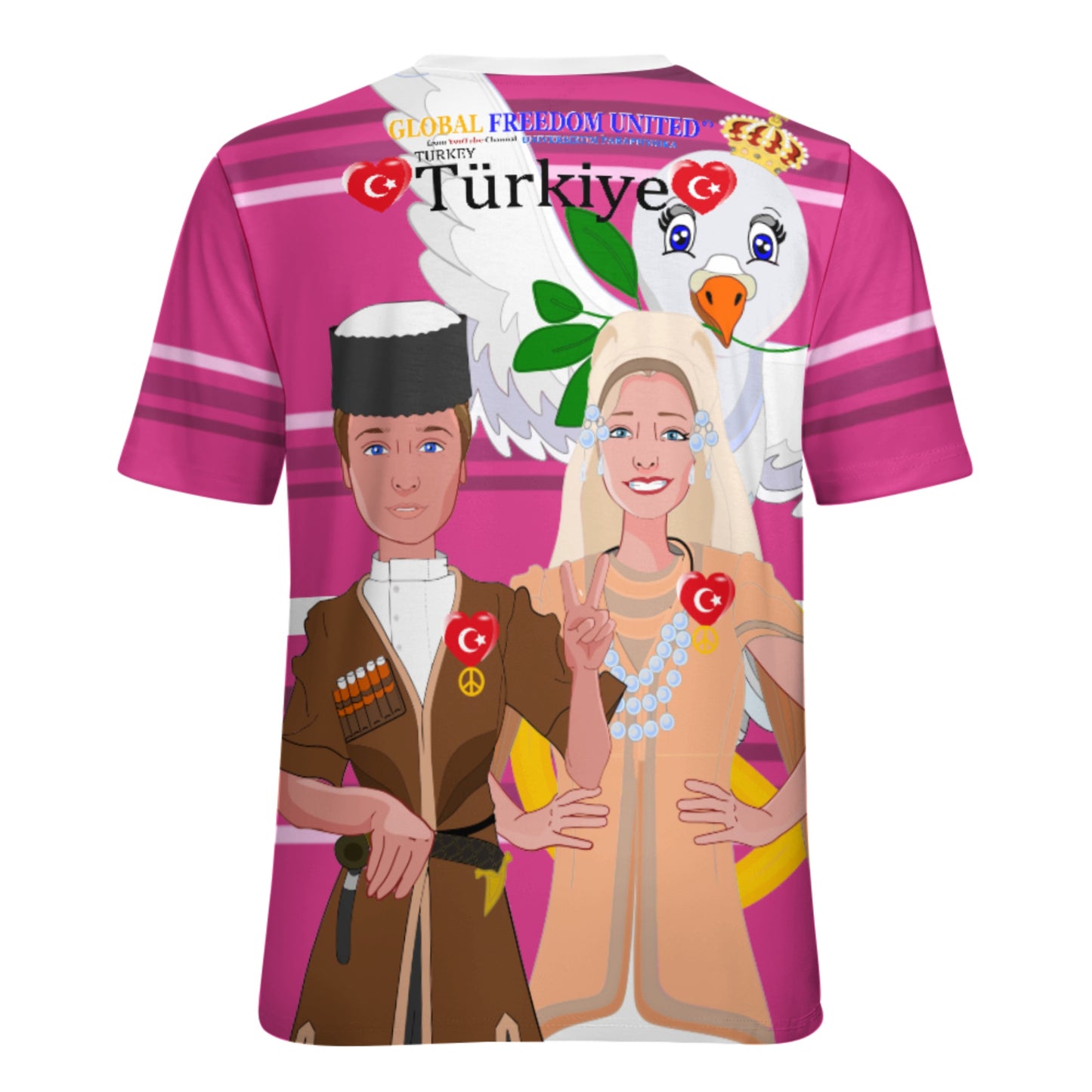 Women´s T-shirt GLOBAL FREEDOM UNITED© Couple Turkey Pink2