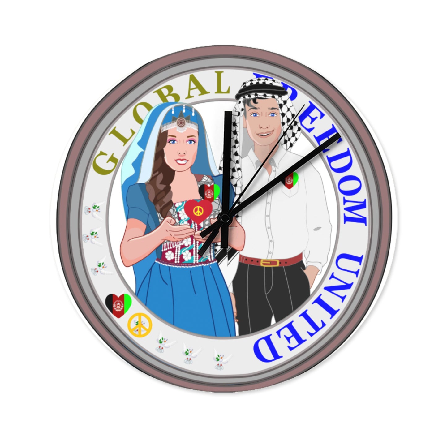 Wooden Wall Clock Without Scale GLOBAL FREEDOM UNITED© Couple Afghanistan