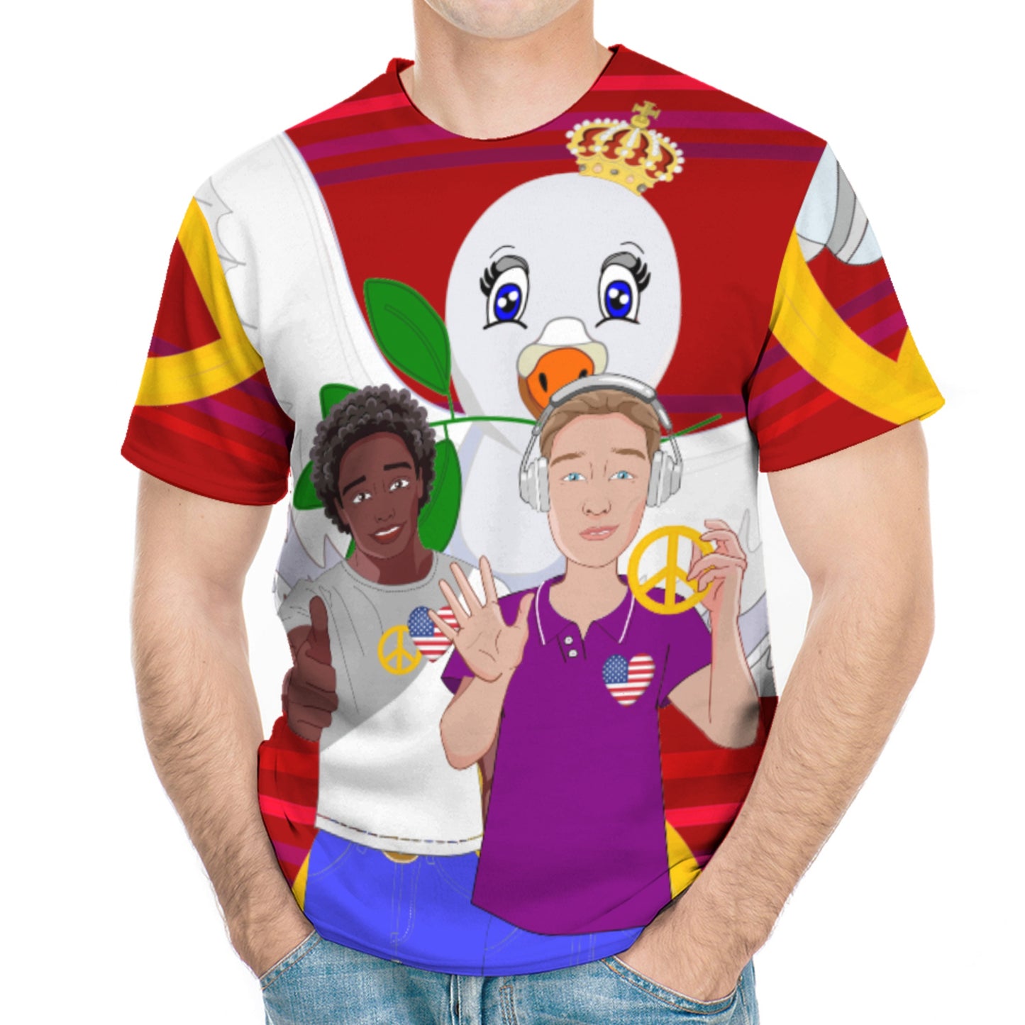 Men´s T-shirt GLOBAL FREEDOM UNITED© Anti Racism & Fascism USA Red