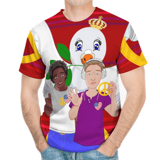 Men´s T-shirt GLOBAL FREEDOM UNITED© Anti Racism & Fascism USA Red