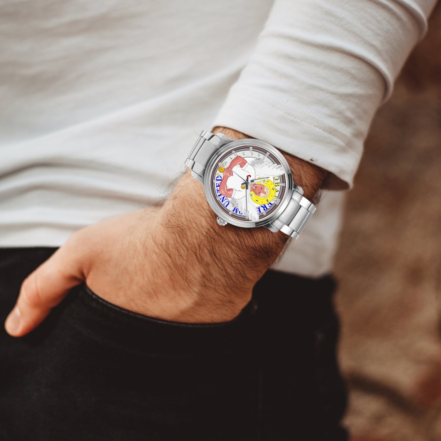 New Steel Strap Automatic Watch (With Indicators) GLOBAL FREEDOM UNITED ARCHANGEL MICHAEL NO2