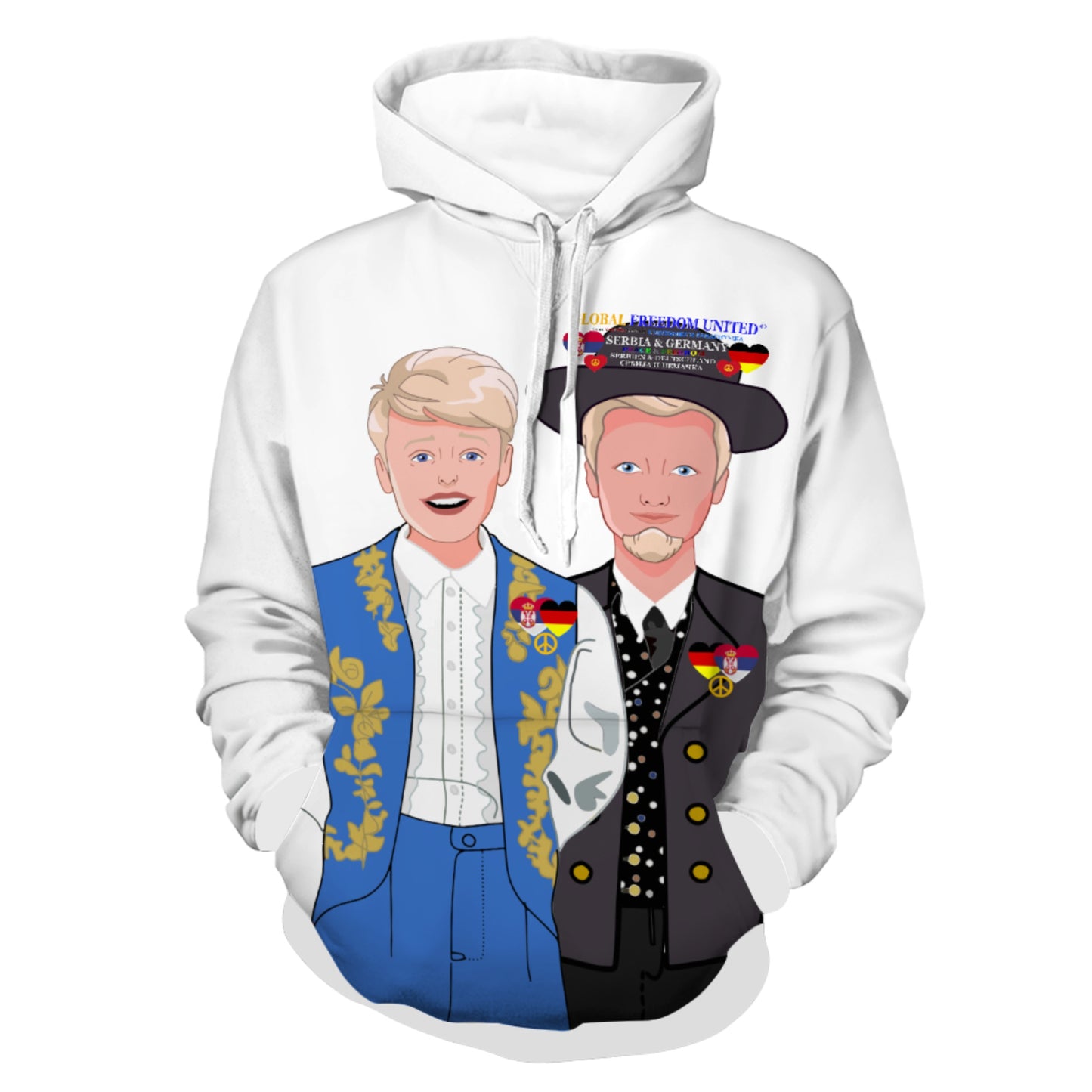 Hoodie GLOBAL FREEDOM UNITED© Men Serbia & Germany V2