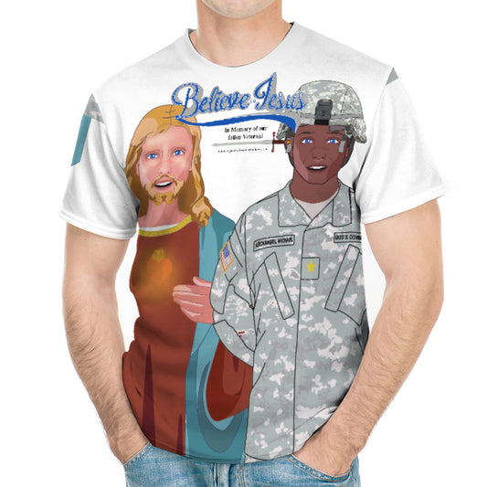 Men´s T-Shirt Black GLOBAL FREEDOM UNITED© Jesus Christ For Fallen US Afro American Soldiers 1