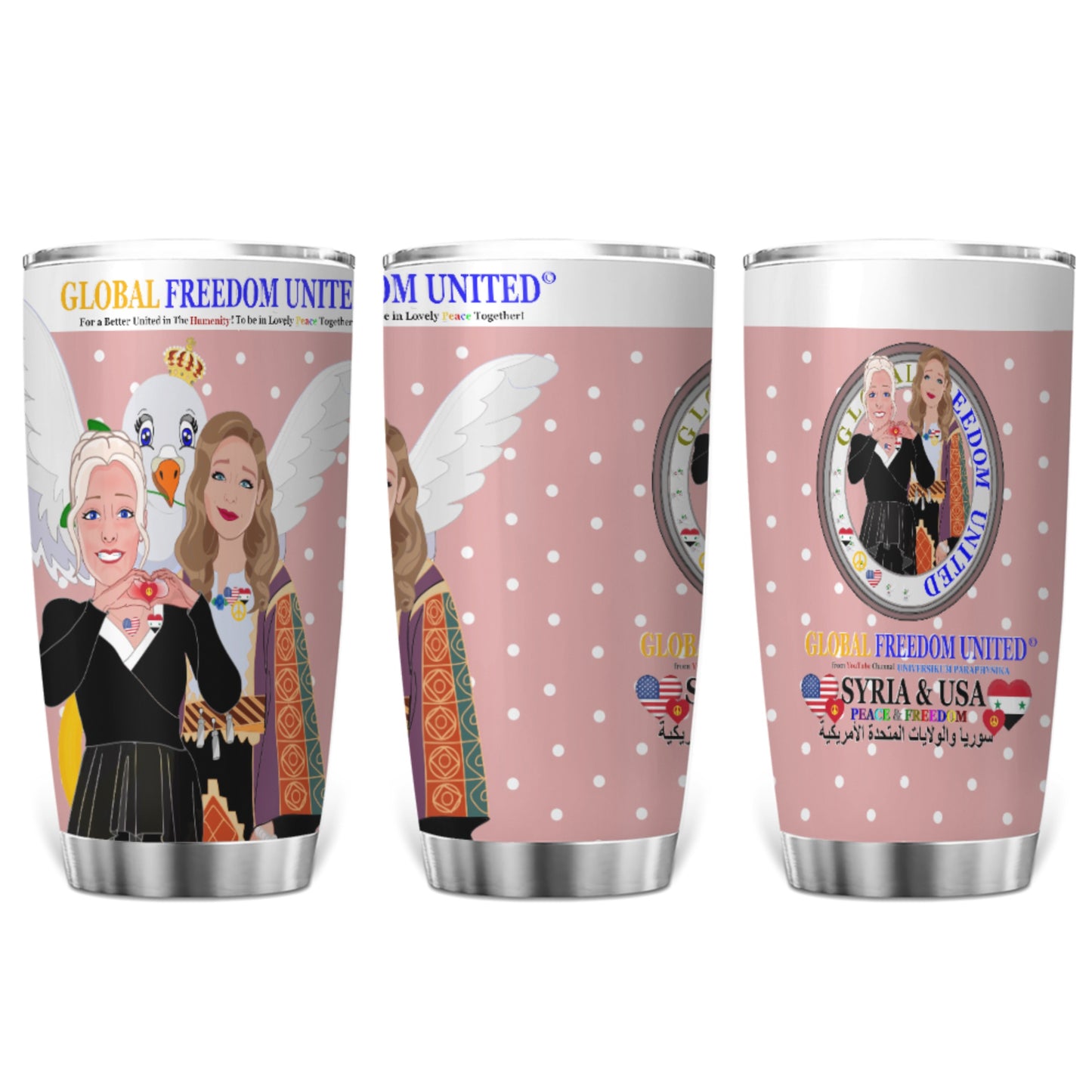 Tumbler GLOBAL FREEDOM UNITED© Women Syria & USA Pink