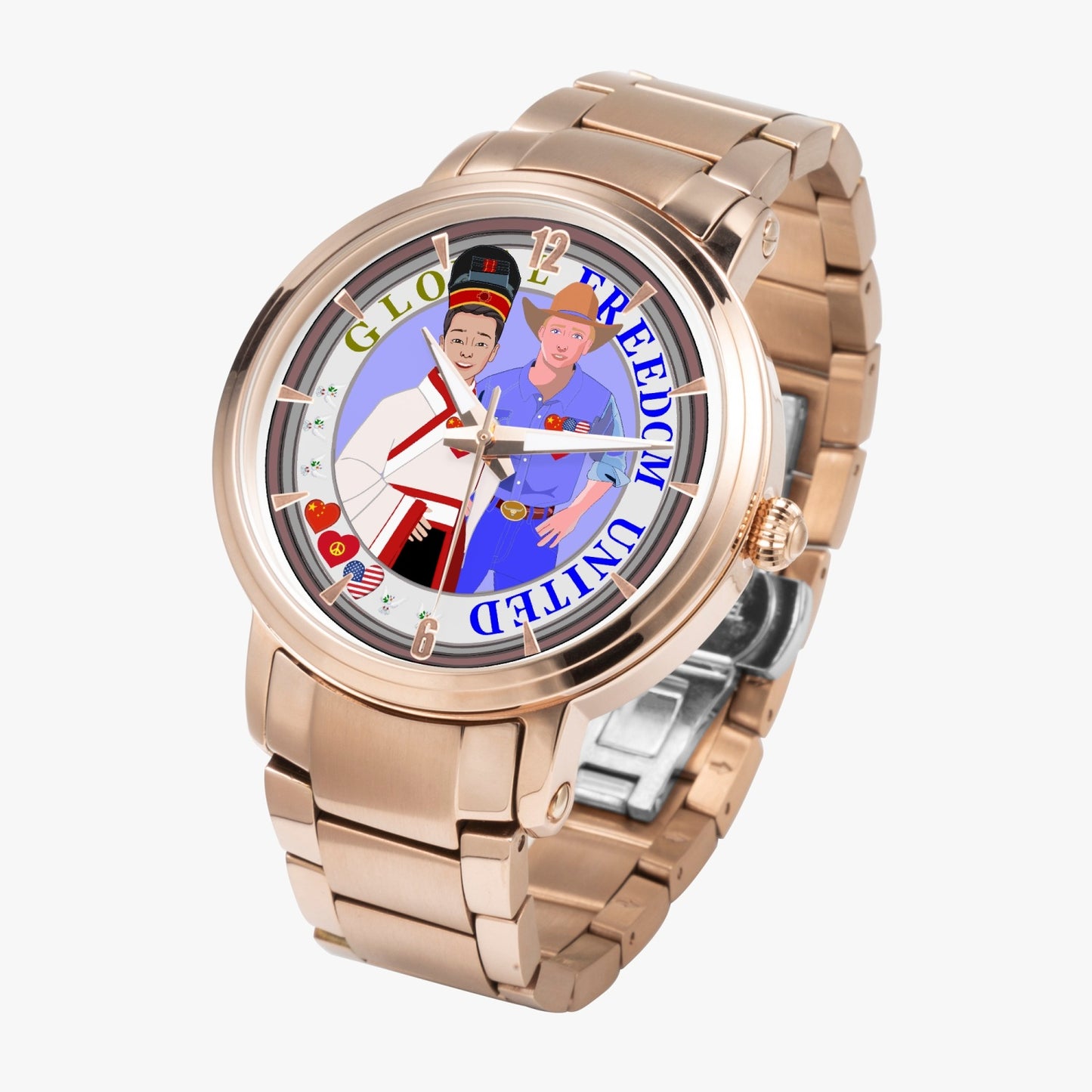 GLOBAL FREEDOM UNITED© New Steel Strap Automatic Watch (With Indicators) Men China & USA