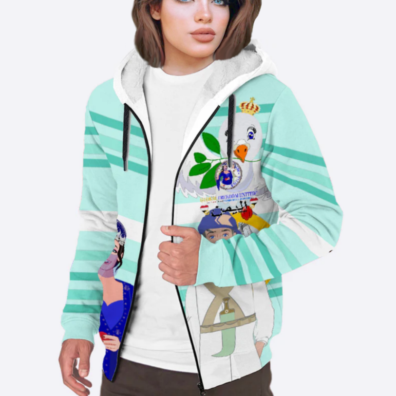 Plush Hoodie GLOBAL FREEDOM UNITED© Couple Yemen Light Green