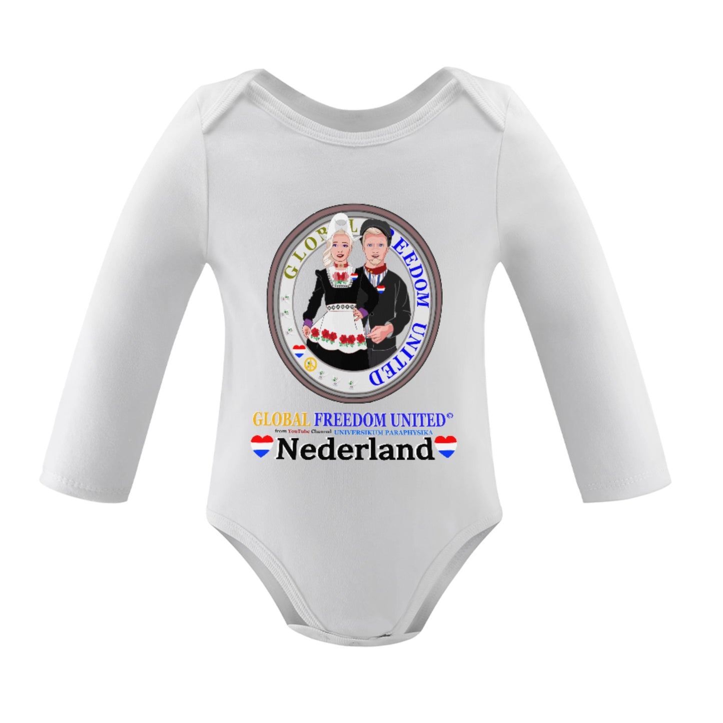 Baby Long-sleeve Bodysuit GLOBAL FREEDOM UNITED© Couple Nederland V1