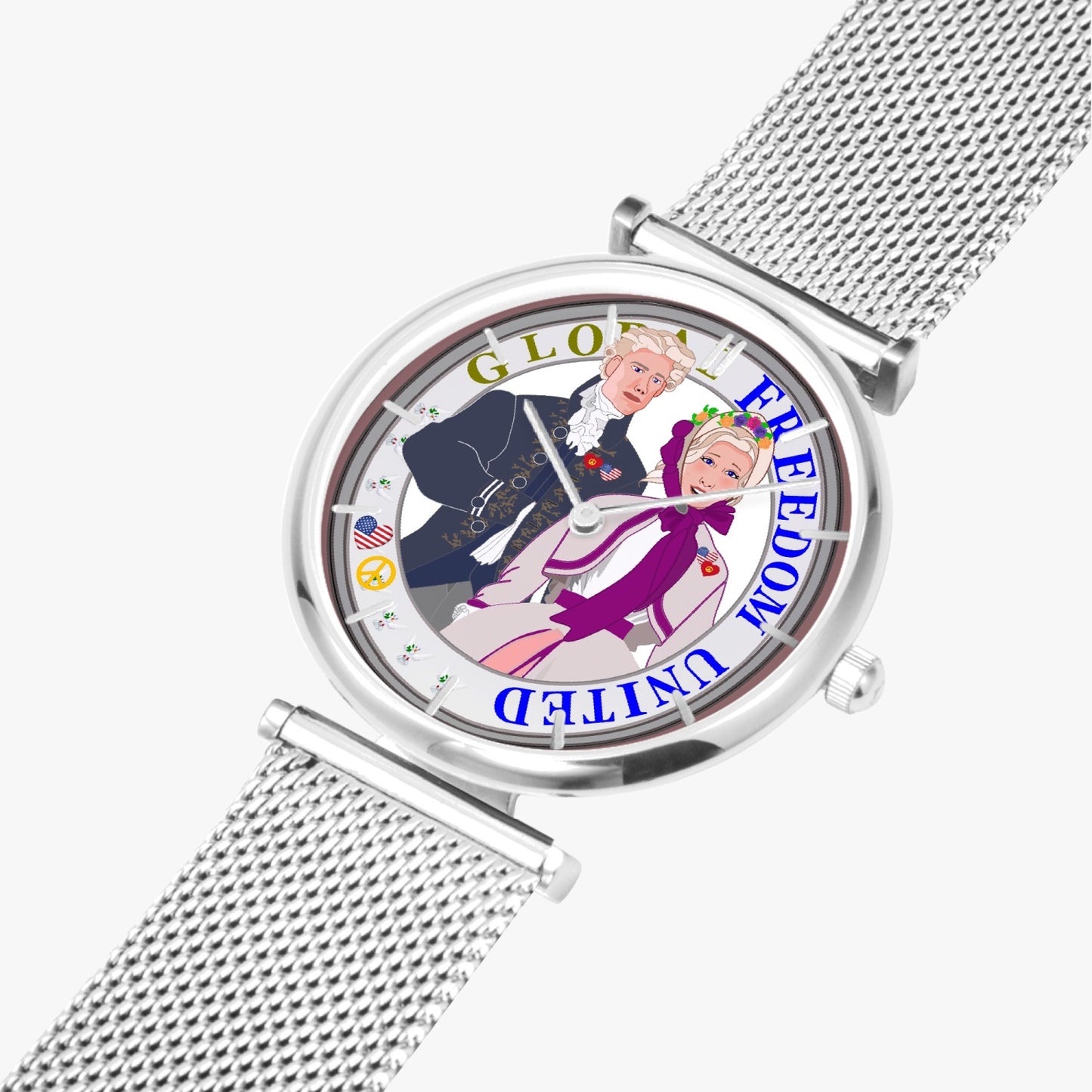 GLOBAL FREEDOM UNITED© Couple USA Georg Washington -  New Stylish Ultra-Thin Quartz Watch (With Indicators)