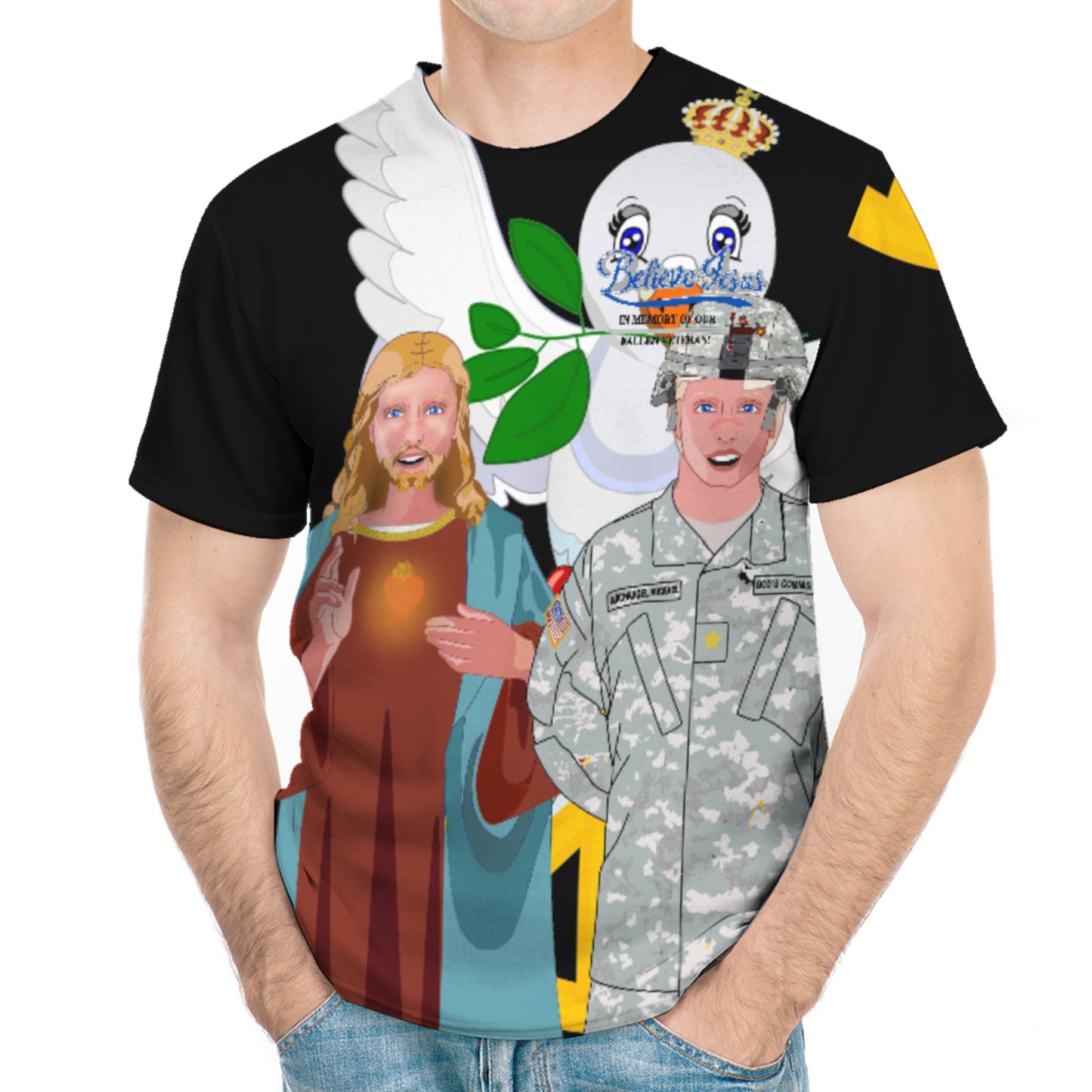 Men´s T-shirt Black GLOBAL FREEDOM UNITED© Jesus Christ For Fallen US American Soldiers