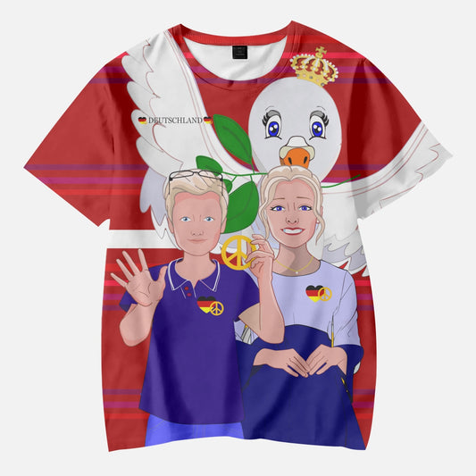 AOP Kids' Short T-Shirts GLOBAL FREEDOM UNITED COUPLE EDITION GERMANY V2 RED