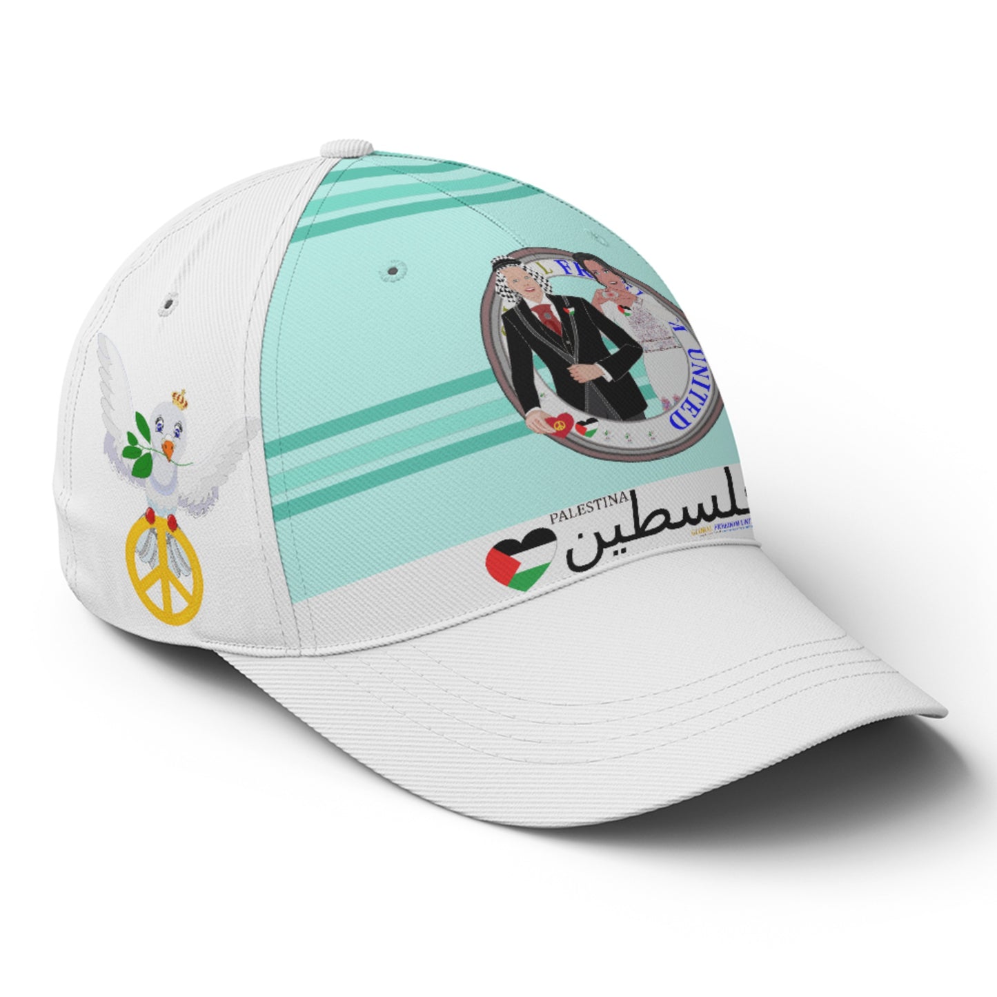 Basketball Cap GLOBAL FREEDOM UNITED© Couple Palestina Light Green