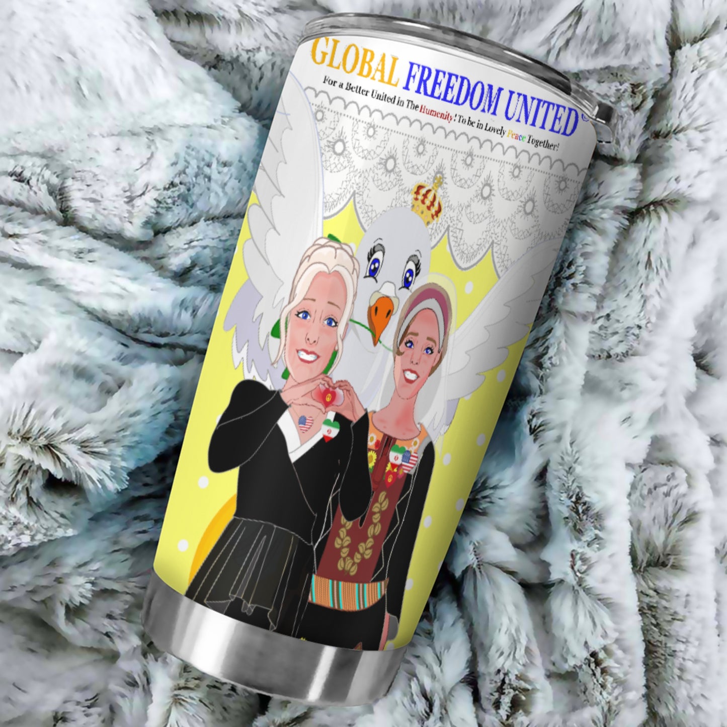 Tumbler GLOBAL FREEDOM UNITED© Women Iran & USA Yellow