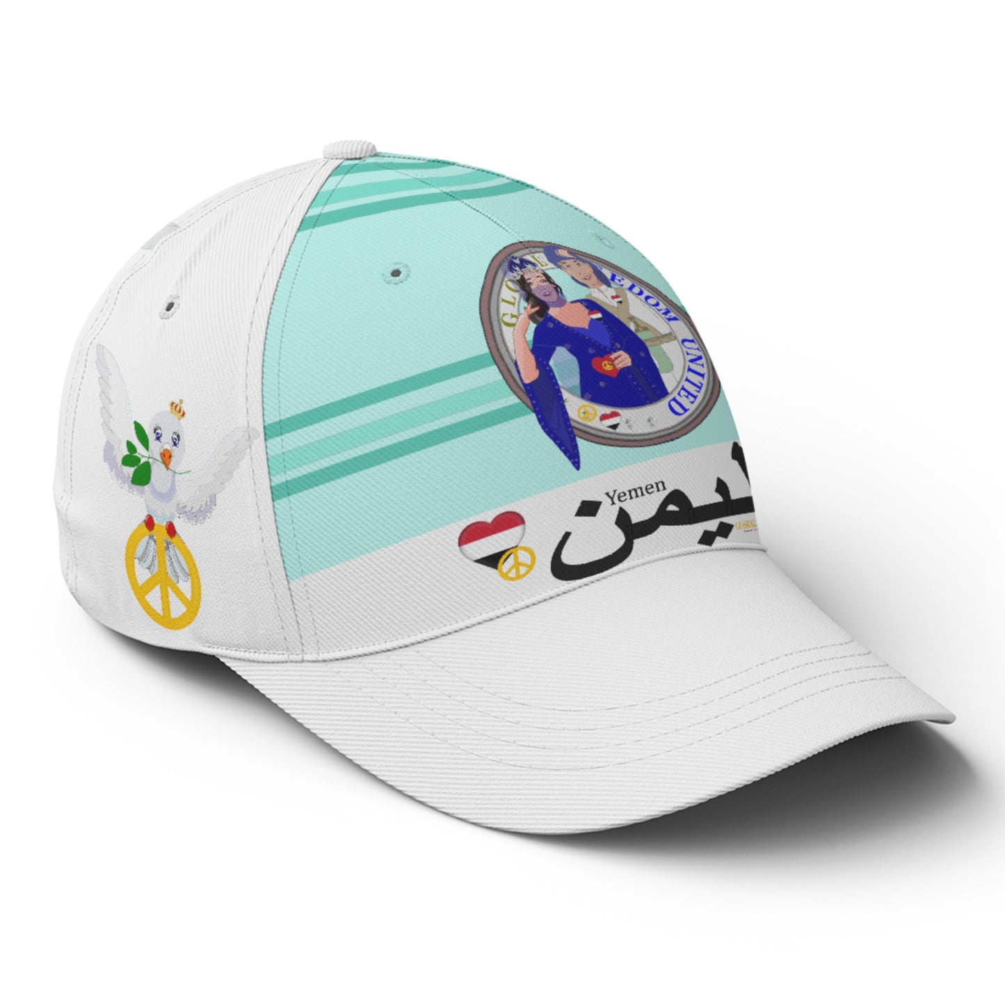 Basketball Cap GLOBAL FREEDOM UNITED© Couple Yemen Light Green