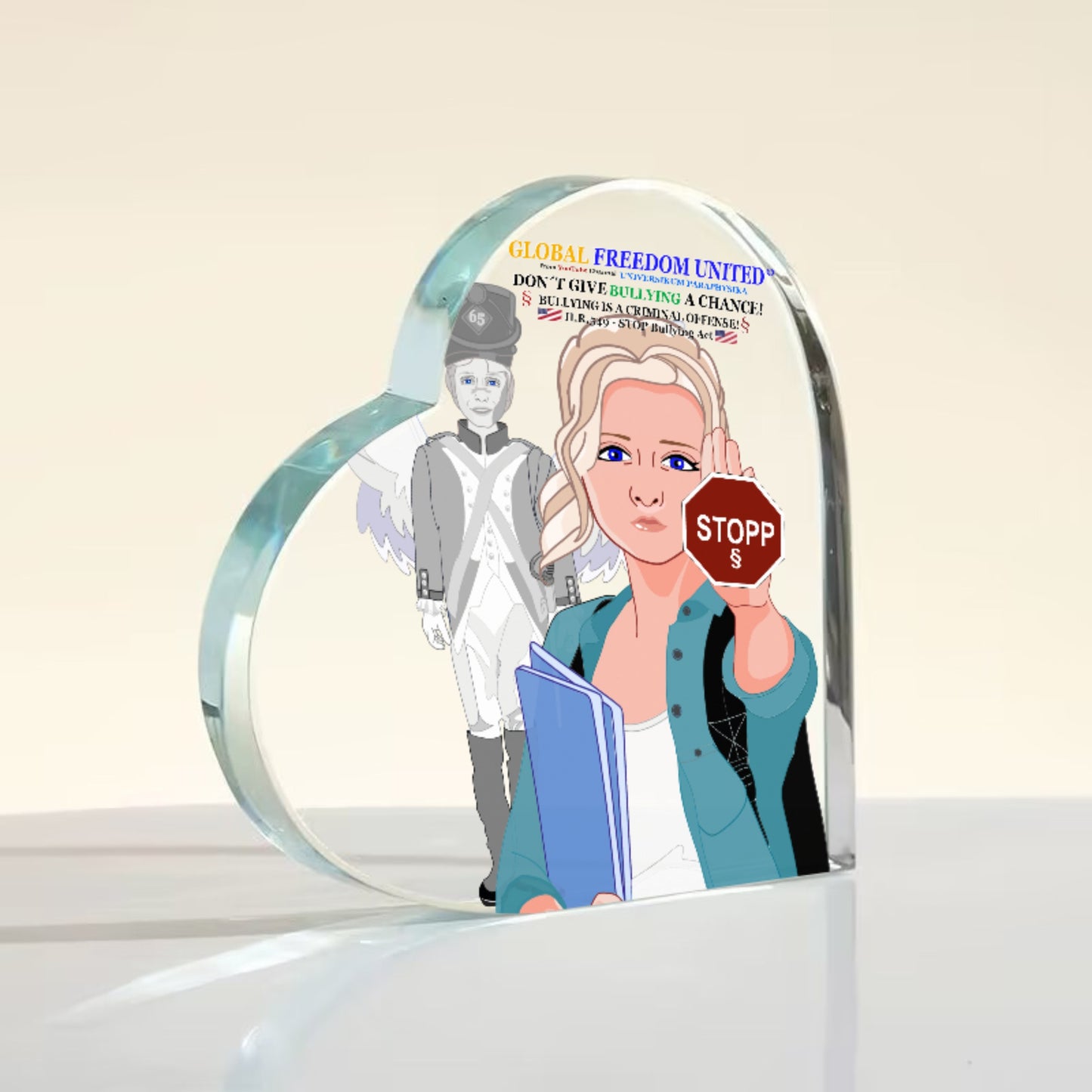 Acryl Heart GLOBAL FREEDOM UNITED© Anti Bullying Women USA