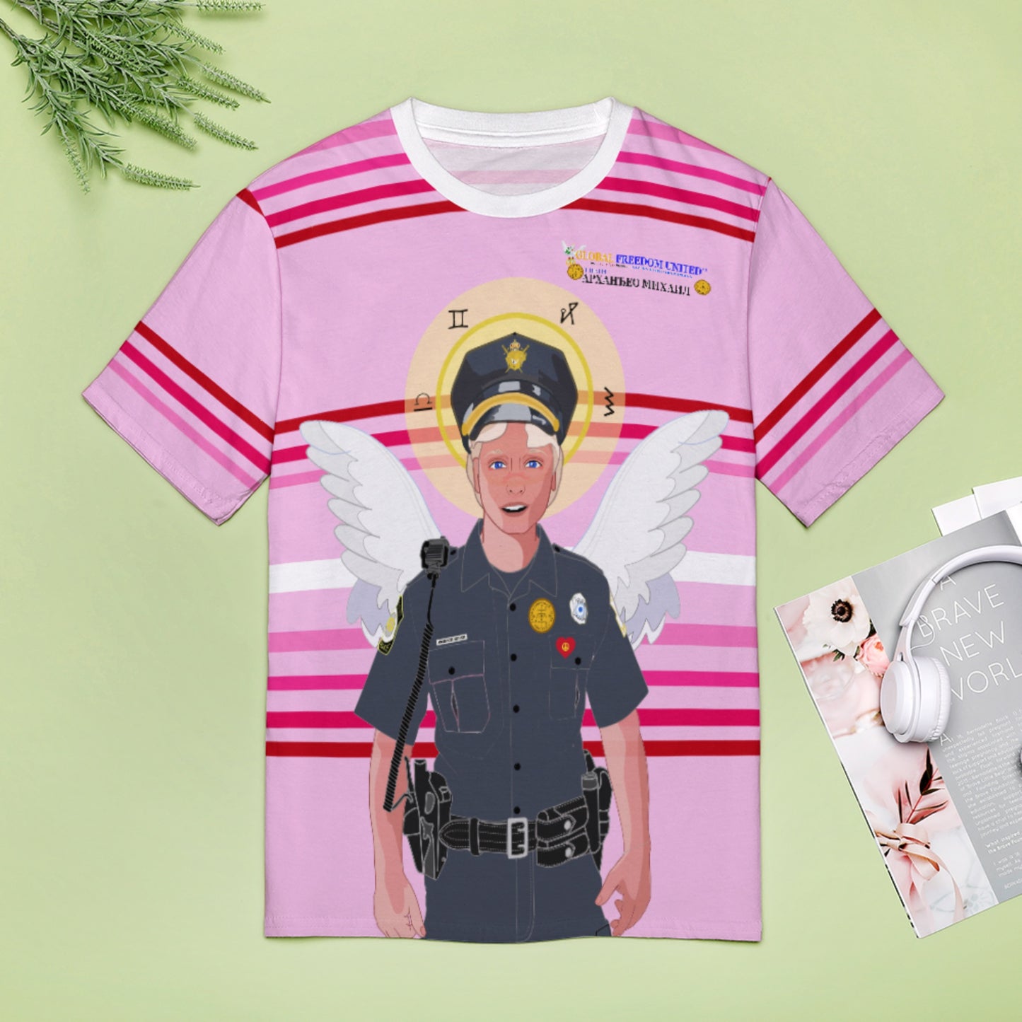 Women´s T-shirt  GLOBAL FREEDOM UNITED© Archangel Michael Serbia V4 Pink1