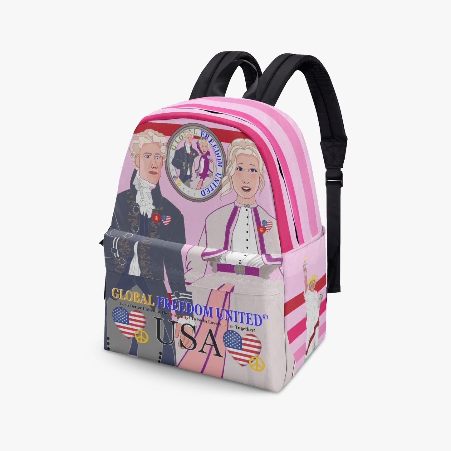 GLOBAL FREEDOM UNITED© Couple USA Georg Washington Pink1 - All-over-print Canvas Backpack