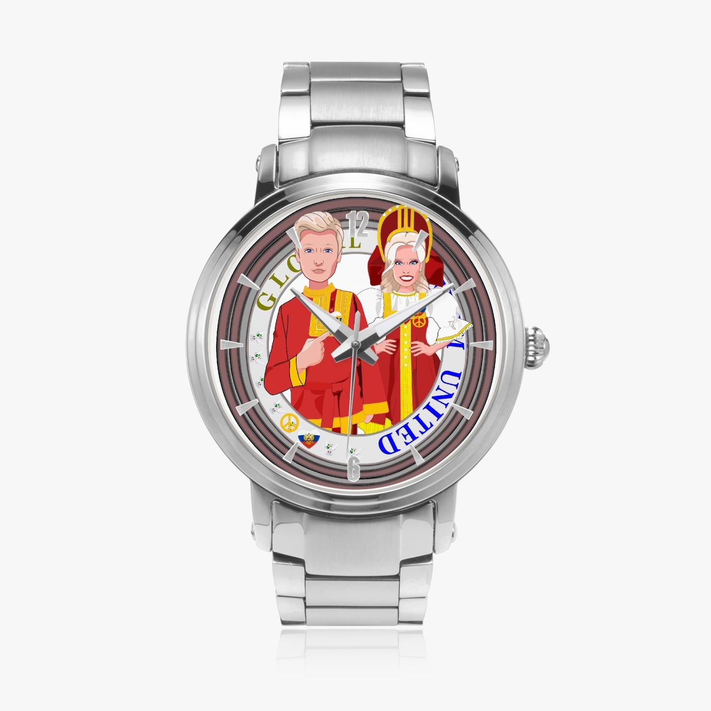 GLOBAL FREEDOM UNITED© Couple Russia New Steel Strap Automatic Watch (With Indicators)