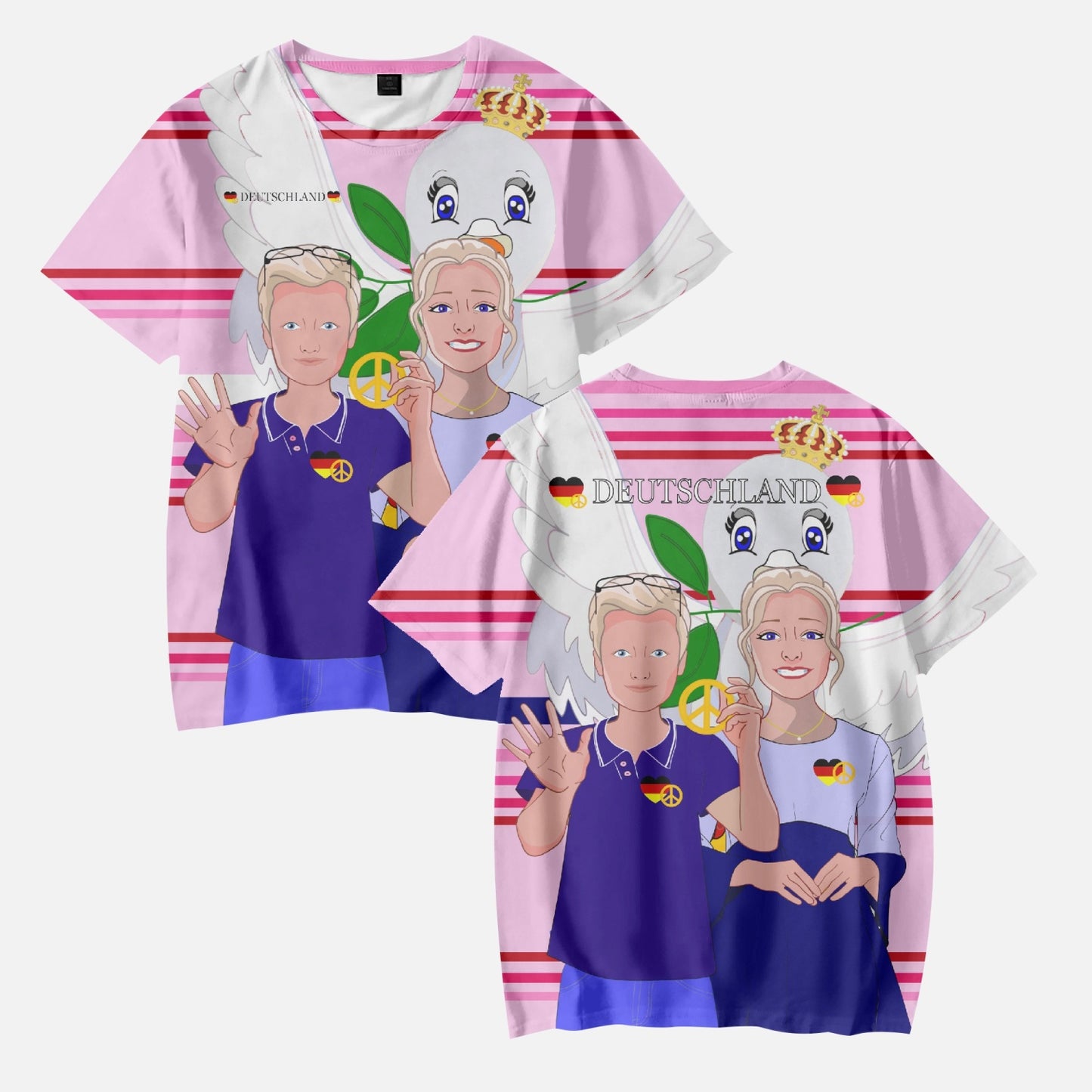 AOP Kids' Short T-Shirts GLOBAL FREEDOM UNITED COUPLE EDITION GERMANY V2 PINK2