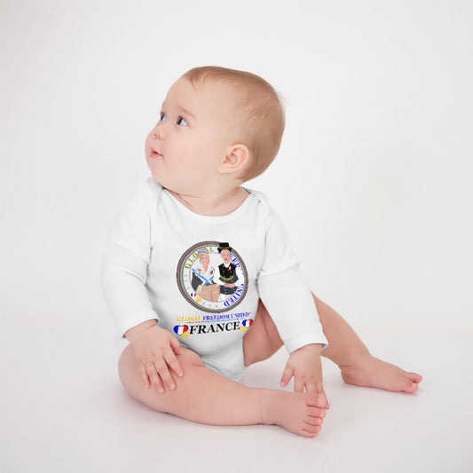 Baby Long-sleeve Bodysuit GLOBAL FREEDOM UNITED© Couple French V2
