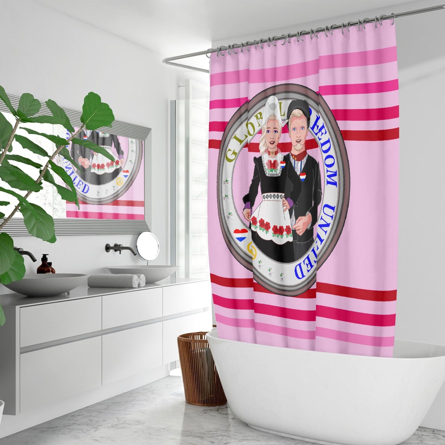 GLOBAL FREEDOM UNITED© Couple Nederland Pink1 - Quick-drying Shower Curtain