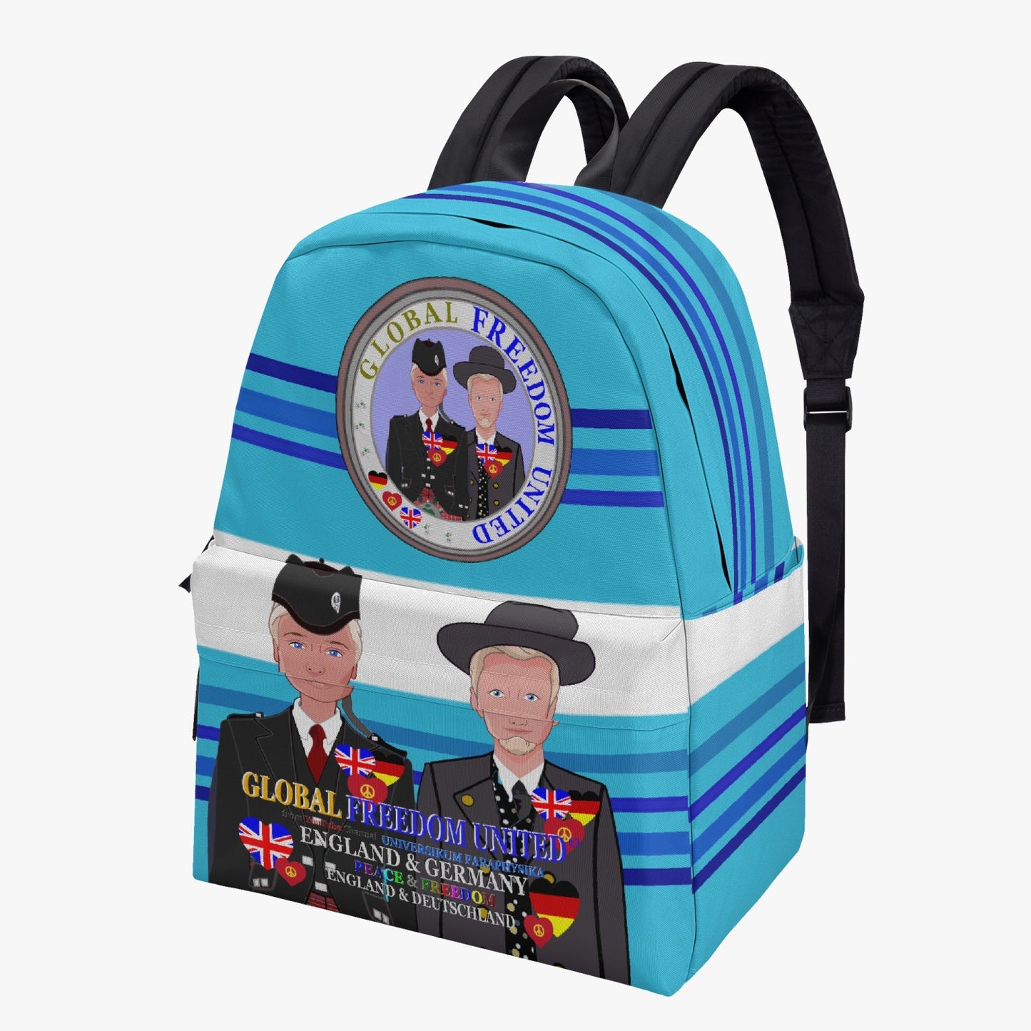 GLOBAL FREEDOM UNITED MEN ENGLAND & GERMANY OLD PEACE BLUE All-over-print Canvas Backpack