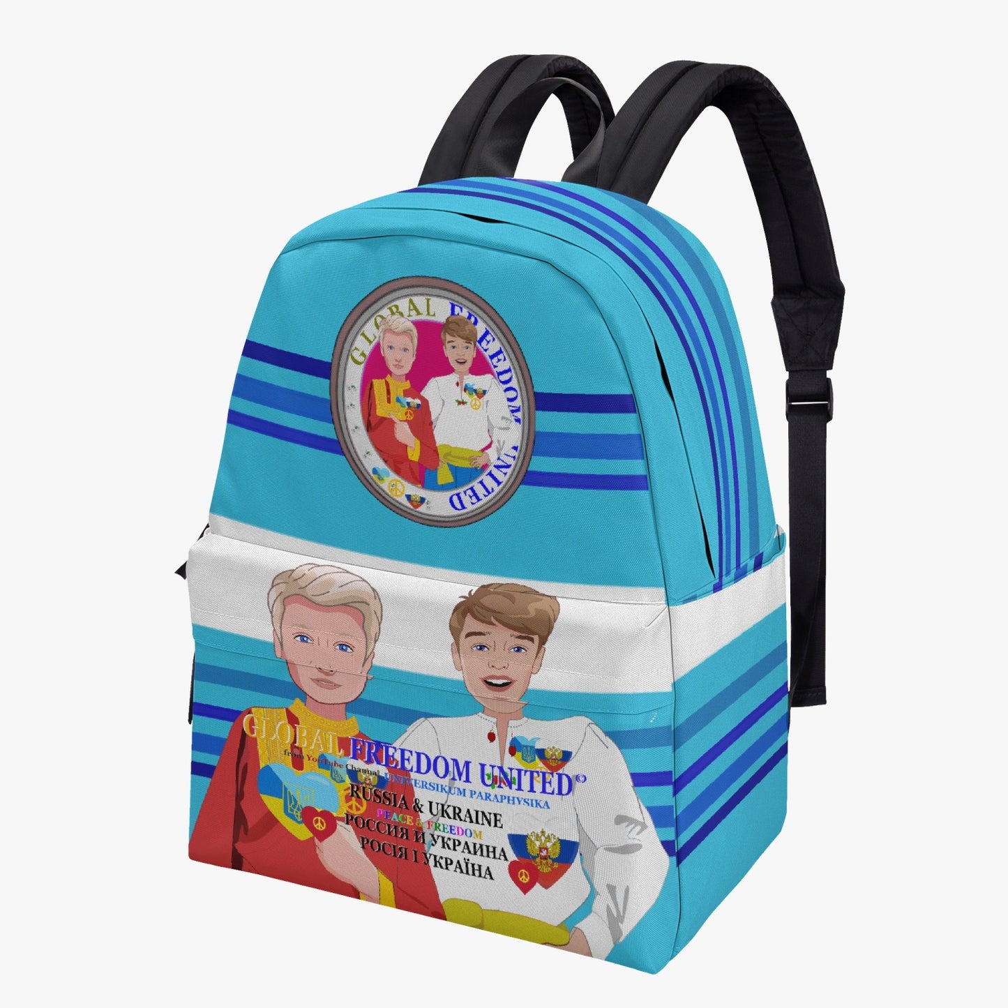 GLOBAL FREEDOM UNITED MEN UKRAIN & RUSSIA OLD PEACE BLUE All-over-print Canvas Backpack