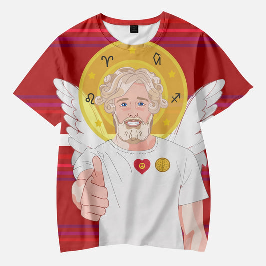 AOP Kids' Short T-Shirts GLOBAL FREEDOM UNITED ARCHANGEL URIEL GERMAN RED