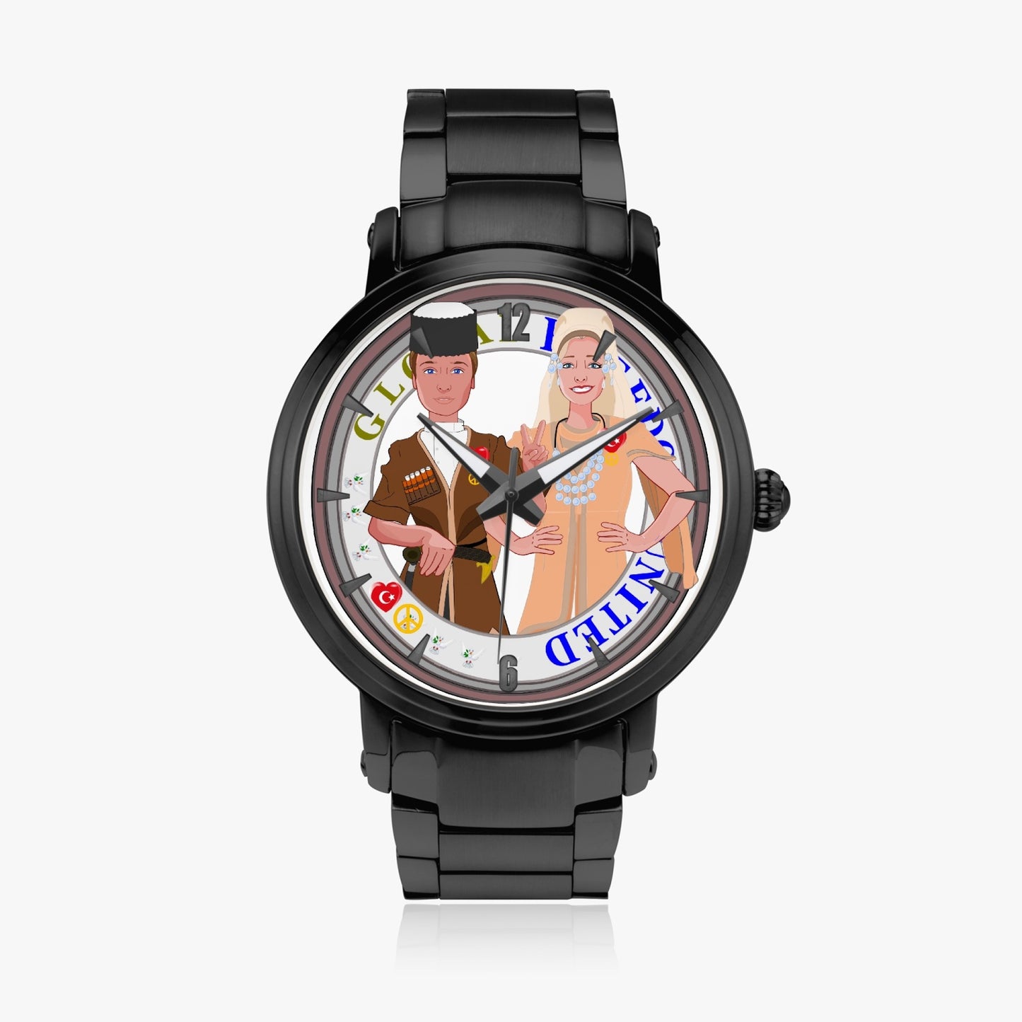 GLOBAL FREEDOM UNITED© Couple Turkey New Steel Strap Automatic Watch (With Indicators)