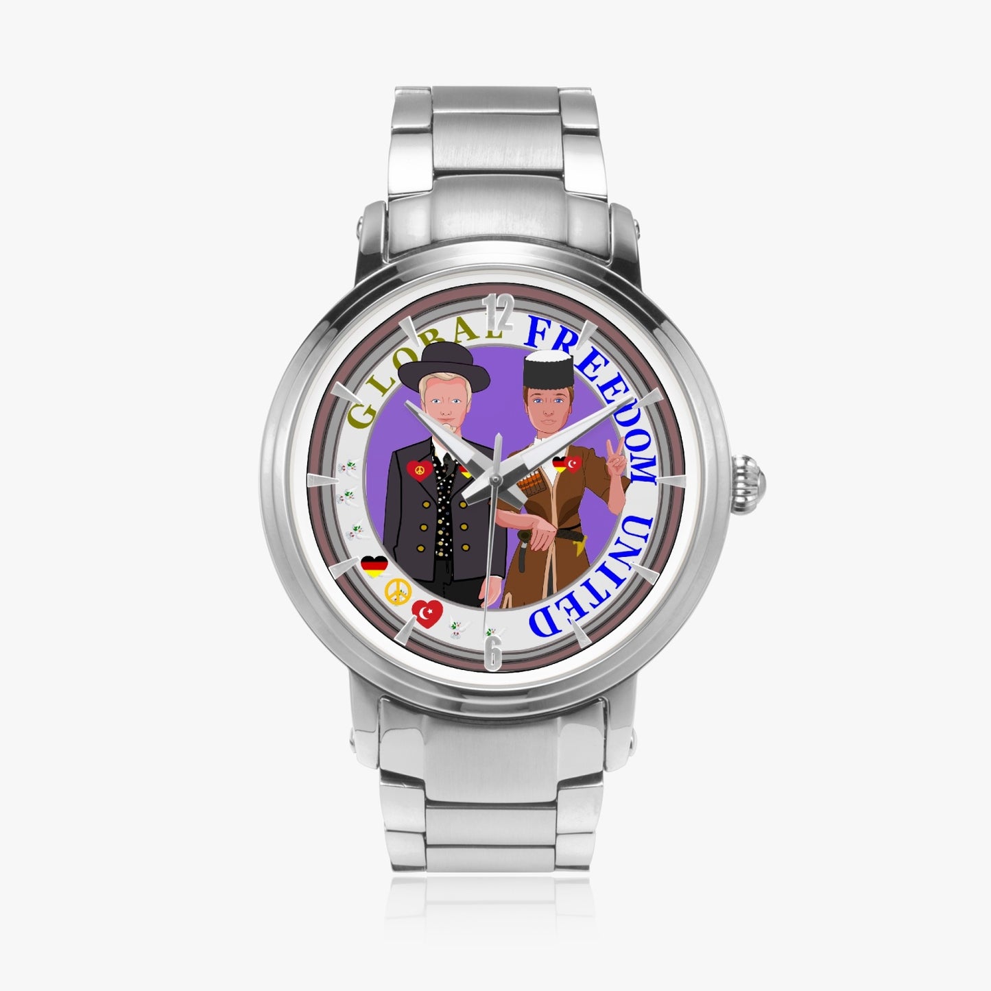 GLOBAL FREEDOM UNITED© New Steel Strap Automatic Watch (With Indicators) Men Germany & Tukrey