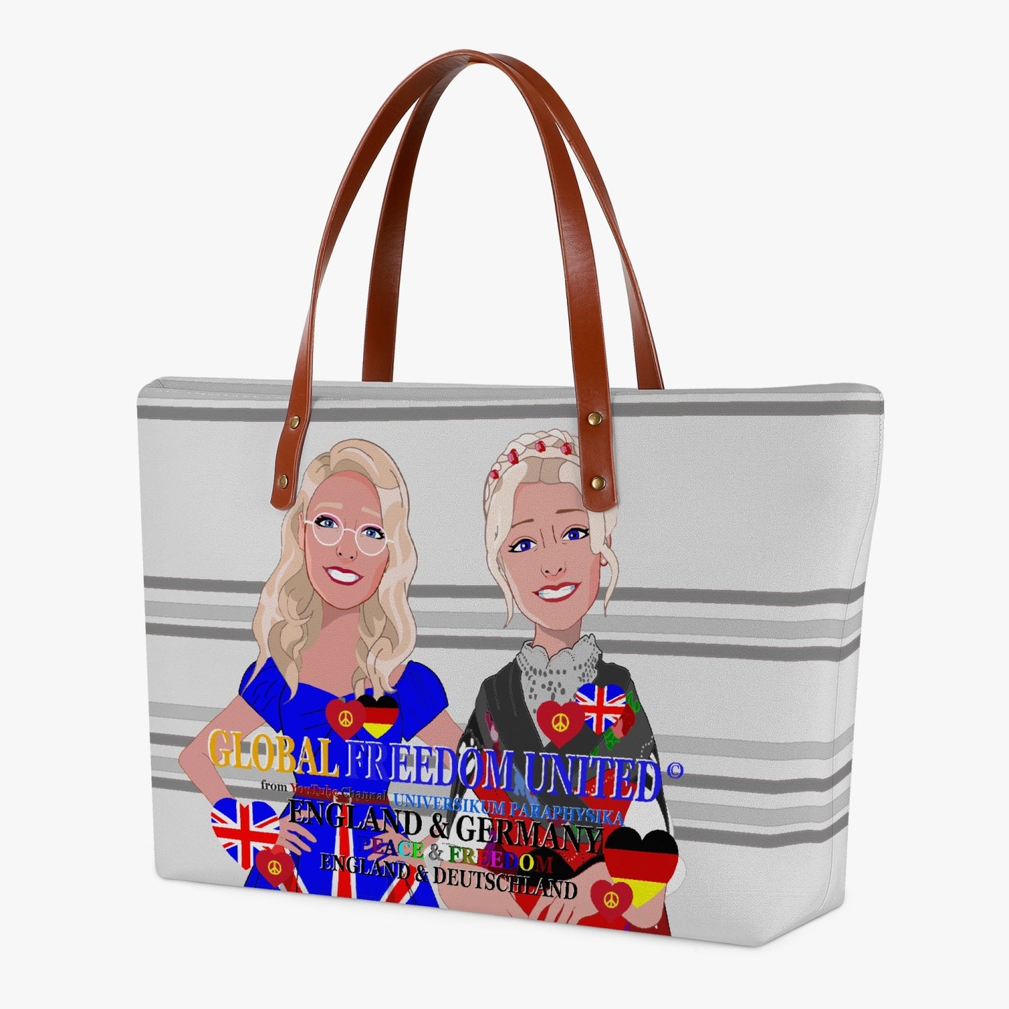 GLOBAL FREEDOM UNITED WOMEN ENGLAND & GERMANY OLD PEACE GREY Classic Diving Cloth Tote Bag