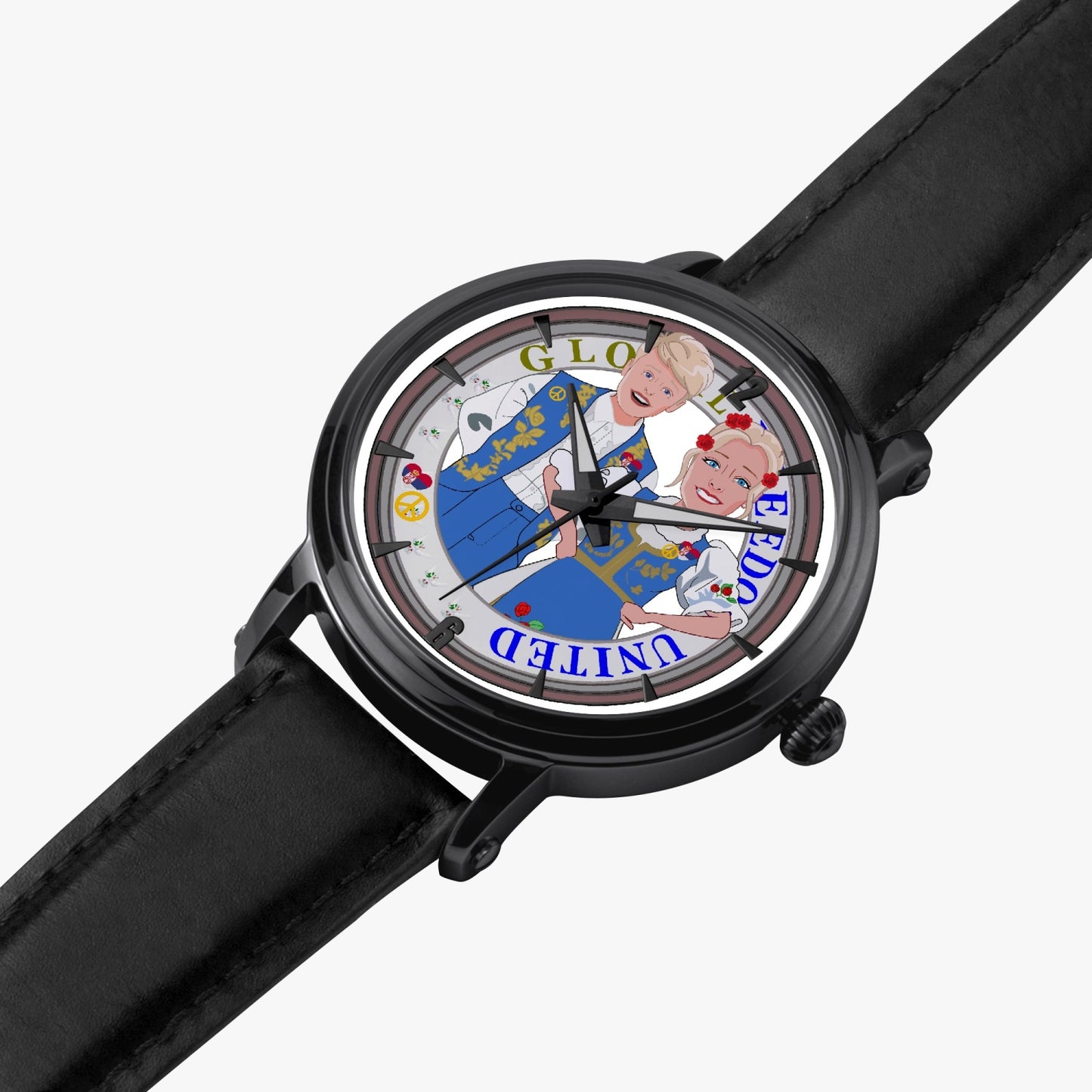 46mm Unisex Automatic Watch(Black) GLOBAL FREEDOM UNITED COUPLE EDITION SERBIA BLUE