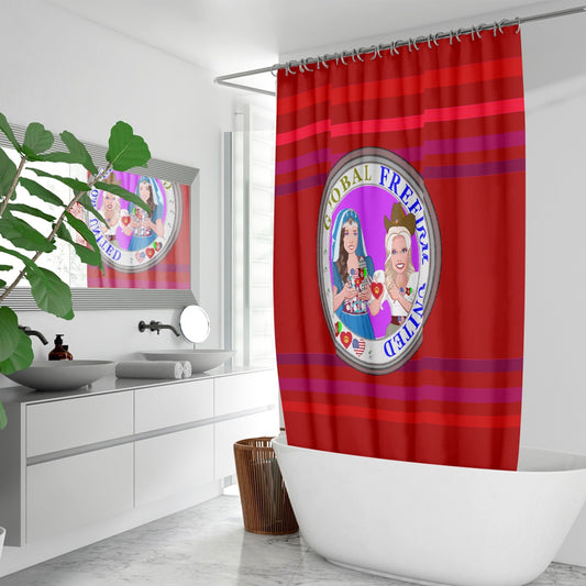 Quick-drying Shower Curtain GLOBAL FREEDOM UNITED© Women Afghanistan & USA Red