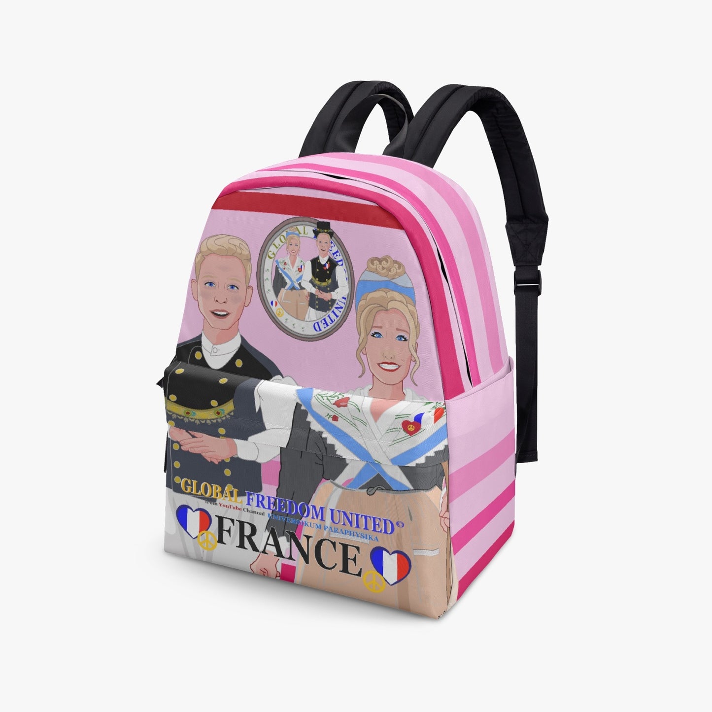 GLOBAL FREEDOM UNITED© Couple French Pink1 - All-over-print Canvas Backpack