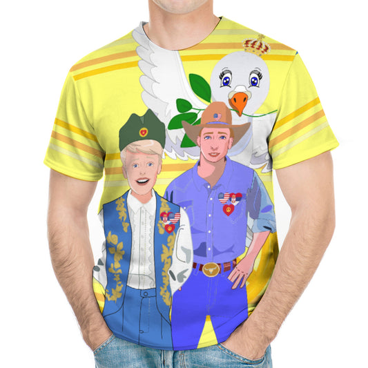 Men´s T-shirt 3 GLOBAL FREEDOM UNITED© Men Serbia & USA Yellow