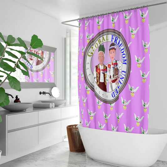 GLOBAL FREEDOM UNITED© Men Croatia & Serbia Lilac Quick-drying Shower Curtain