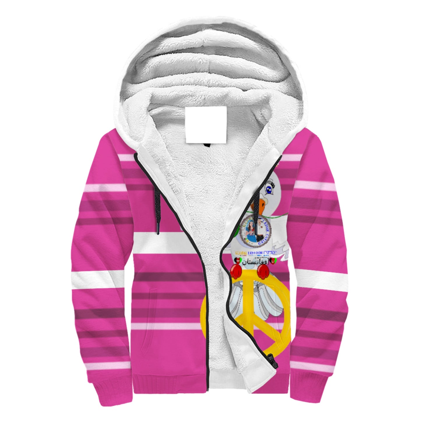 Plush Hoodie GLOBAL FREEDOM UNITED© Couple Afghanistan Pink 2