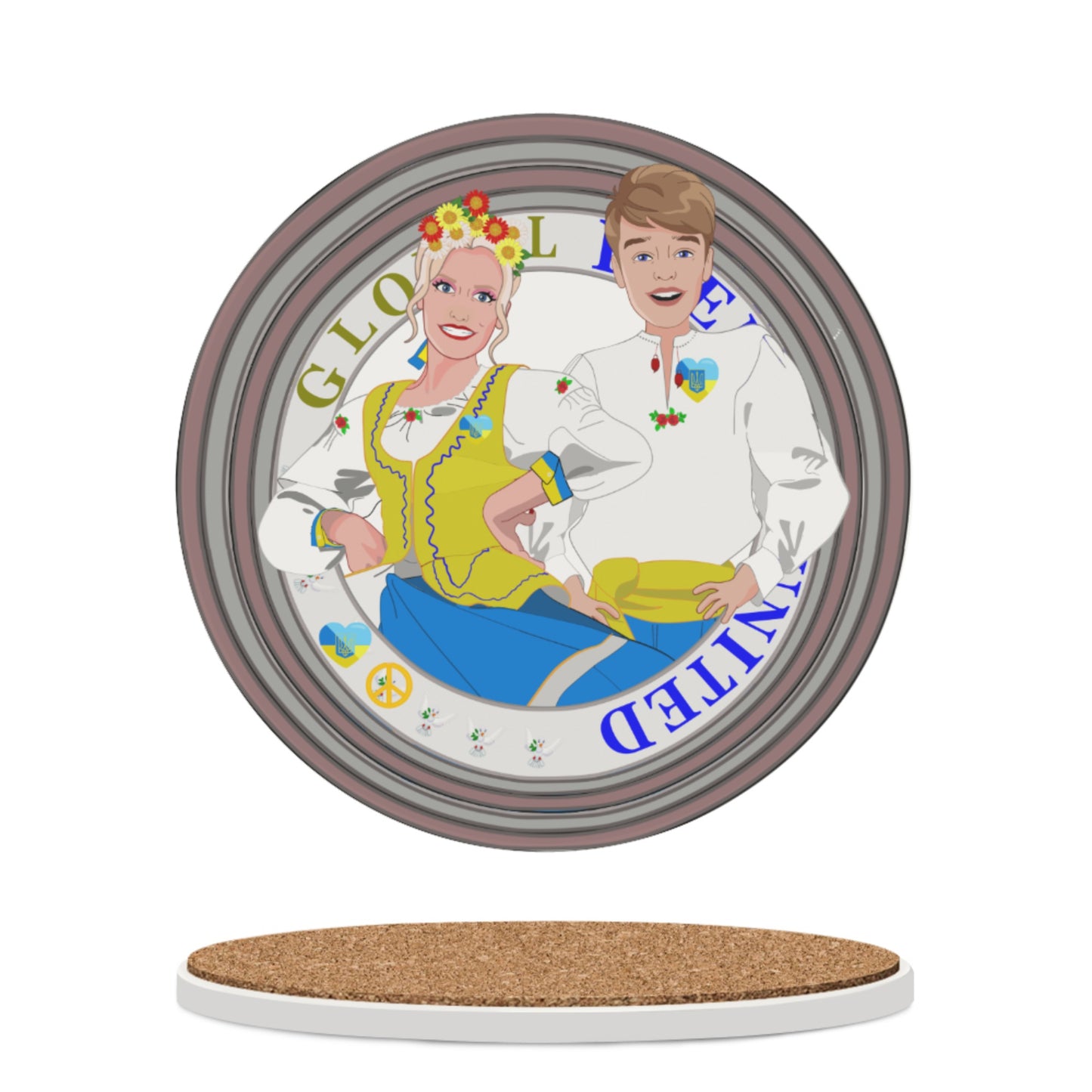 Ceramic CoastersGLOBAL FREEDOM UNITED© Couple Ukrain