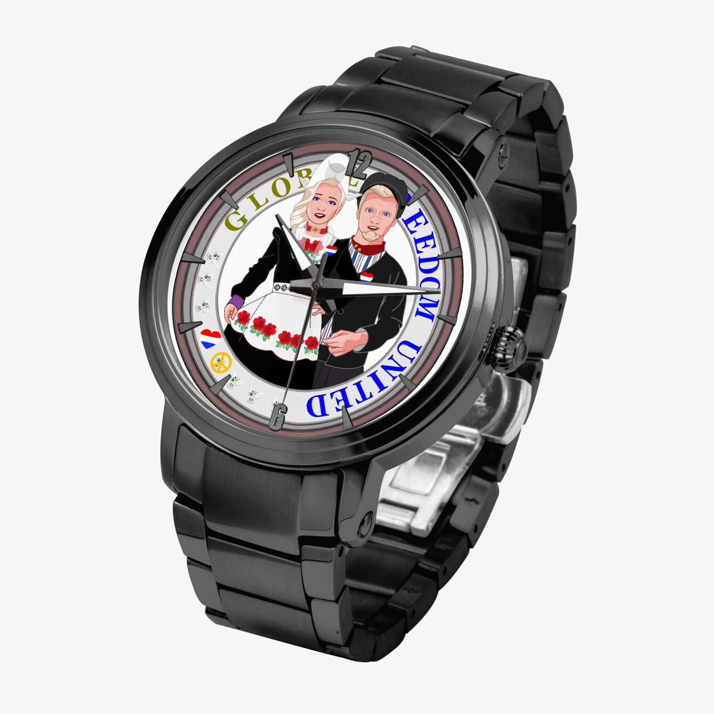 GLOBAL FREEDOM UNITED© Couple Nederland New Steel Strap Automatic Watch (With Indicators)