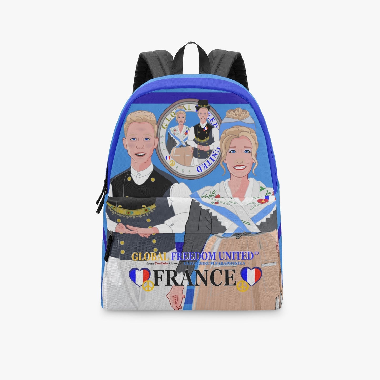 GLOBAL FREEDOM UNITED© Couple French Deep Blue - All-over-print Canvas Backpack