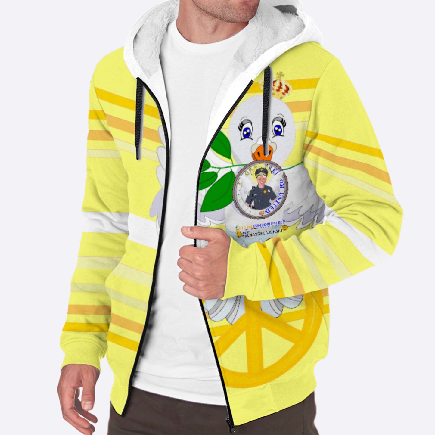 Plush Hoodie GLOBAL FREEDOM UNITED© Archangel Michael As Policemen Yellow